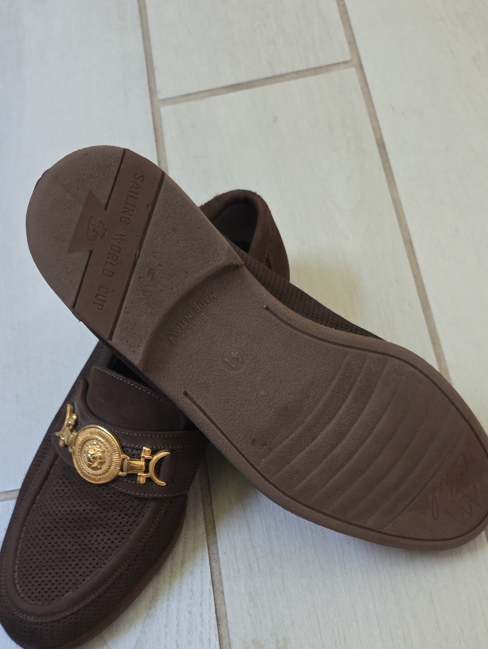 Caporicci dark brown perforated suede horsebit loafers handcrafted in Italy. - Picture 7 of 11